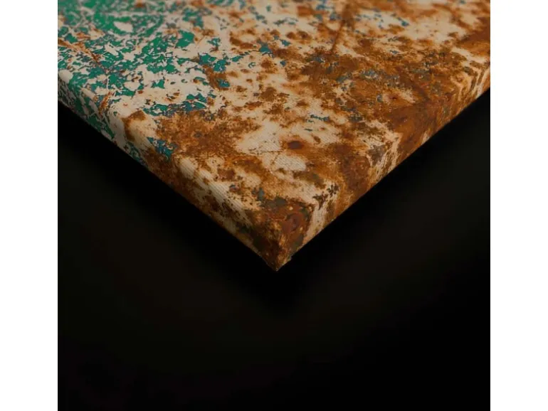 Bricoflor Rost Deko Bild Türkis Leinwandbild In 90 X 60 Cm Industrial Style Wandbild In Patina Optik Ideal Für Küche Und Büro