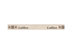 Bricoflor Schmale Tapetenborte für Küche Selbstklebende Tapeten Bordüre mit Kaffee Design in Beige Braun Cafe Wandbordüre mit Schriftzug aus Vinyl