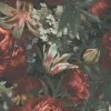 Bricoflor Schwarze Tapete mit Blumen in Rot Grün Vintage Blumentapete Dunkel Ideal für Wohnzimmer und Schlafzimmer