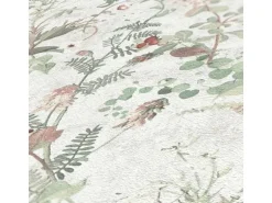 Bricoflor Schwedische Tapete mit Blumen in Weiß Grün Rot Vintage Blumentapete Skandinavisch Ideal für Wohnzimmer und Bad