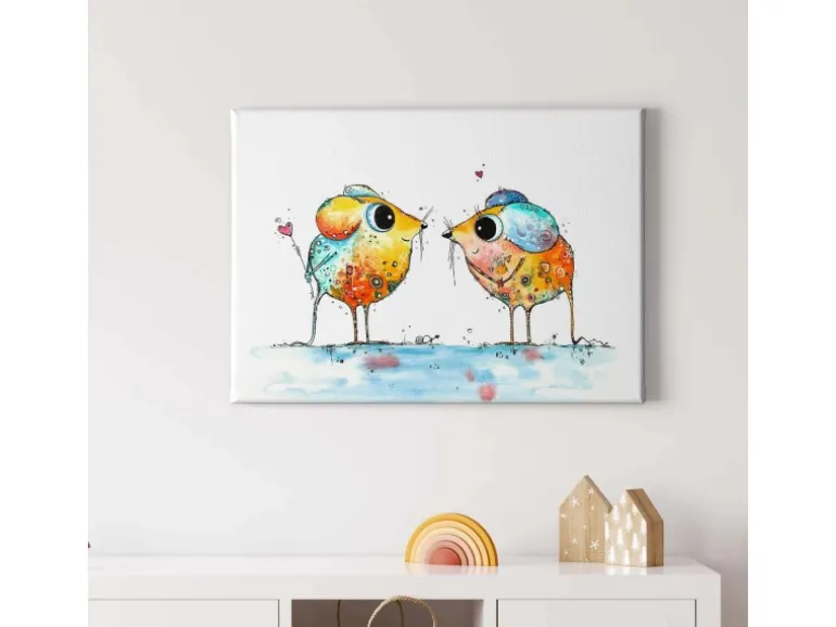 Bricoflor Süße Maus Bild Bunt Leinwand Bild Mit Mäusen In Moderner Kunst Stil Für Kinderzimmer Und Küche Buntes Wandbild Mit Tieren In Aquarell Optik
