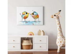 Bricoflor Süße Maus Bild Bunt Leinwand Bild Mit Mäusen In Moderner Kunst Stil Für Kinderzimmer Und Küche Buntes Wandbild Mit Tieren In Aquarell Optik
