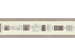 Bricoflor Selbstklebende Tapetenbordüre in Grau und Braun Moderne Bordüre in Taupe für Küche und Wohnzimmer Vlies Tapetenborte mit Vinyl