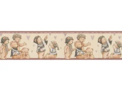 Bricoflor Selbstklebende Bordüre für Babyzimmer Tapetenbordüre mit Teddy Bären Kinderzimmer Tapetenborte in Beige Braun mit Vinyl
