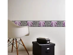 Bricoflor Selbstklebende Bordüre in Lila Rosen Tapeten Bordüre in Flieder Ideal für Schlafzimmer und Badezimmer Vinyl Tapetenbordüre mit Ornament