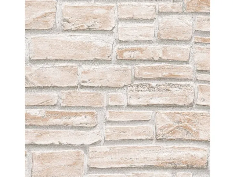 Bricoflor Steintapete in Creme Weiß für Flur und Schlafzimmer Helle Tapete in Steinoptik mit 3D Design Papiertapete als Steinwand