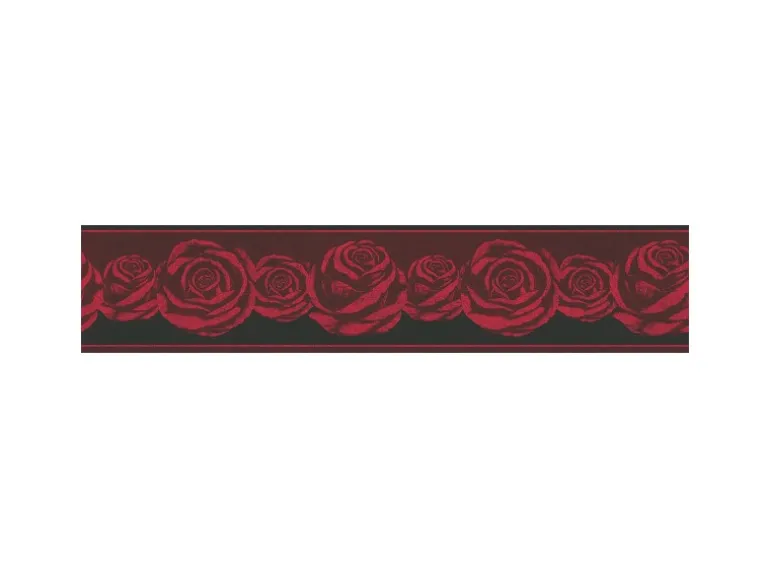 Bricoflor Tapeten Bordüre mit Rosen für Schlafzimmer Romantische Tapetenbordüre mit Rosenmuster aus Papier Florale Tapetenborte in Rot und Schwarz