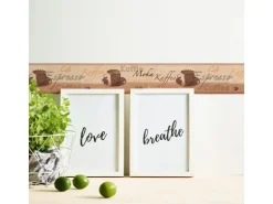 Bricoflor Tapetenbordüre für Küche Kaffee Tapeten Bordüre in Beige Braun Papierbordüre mit Vinyl mit Kaffeebohnen und Cafe Design