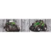 Bricoflor Traktor Tapeten Bordüre Bauernhof Kinderzimmer Tapete für Jungen in Grau und Grün Vlies Tapetenbordüre Ideal für Jungenzimmer