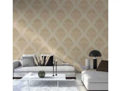 Bricoflor Vlies Barocktapete Creme Gold Edle Barock Tapete in Sandfarben für Schlafzimmer und Wohnzimmer Ornament Vliestapete mit Vinyl Elegant