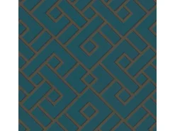 Bricoflor Vliestapete in Petrol Gold Art Deco Tapete Der 20er Jahre für Schlaf und Wohnzimmer Vlies Mustertapete Asiatisch mit Geometrischem Muster