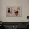 Bricoflor Wandbild Afrikanisch Leinwandbild Mit Vase In Beige Terracotta Modernes Bild In Lehmoptik 120 X 80 Cm Ideal Für Küche