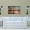 Bricoflor Wandbild Fensterblick In Garten Leinwandbild Mit Blumenwiese In Sonnenuntergang Deko Bild Für Schlafzimmer In 90 X 60 Cm