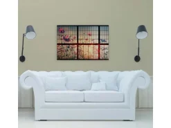 Bricoflor Wandbild Fensterblick In Garten Leinwandbild Mit Blumenwiese In Sonnenuntergang Deko Bild Für Schlafzimmer In 90 X 60 Cm