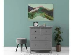 Bricoflor Wandbild Grün Abstrakt Leinwandbild Berge In Neonfarben Modernes Bild Für Wohnzimmer Und Schlafzimmer In 90 X 60 Cm