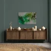 Bricoflor Wandbild Grün Abstrakt Für Wohnzimmer Und Büro Leinwandbild Geometrisch Mit Pixeln In 90 X 60 Cm Deko Bild Farbverlauf