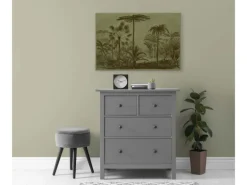Bricoflor Wandbild Regenwald Wohnzimmer Bild Olivgrün Leinwand Dschungel Motiv Im Vintage Stil 90 X 60 Cm Quer