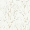Bricoflor Weiß Gold Tapete mit Baum Design Waldtapete im Modernen Stil für Esszimmer und Schlafzimmer Vlies Mustertapete mit Vinyl