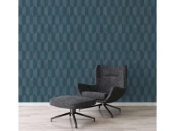 Bricoflor Wohnzimmer Tapete Petrol Retro Vliestapete Geometrisch Ideal für Schlafzimmer Petrolfarbene Wandtapete aus Vlies und Vinyl