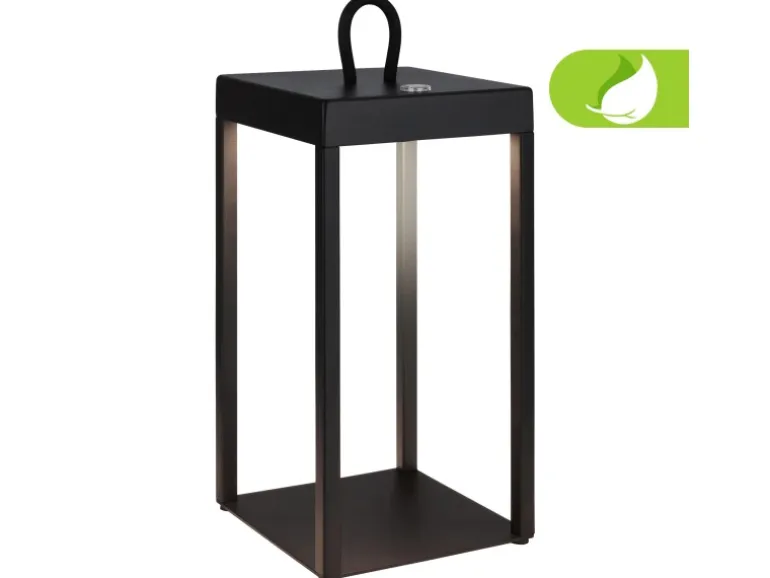 Brilo LED Laterne Luca Touch Dimmbar IP44 Spritzwassergeschützt Schwarz