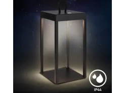 Brilo LED Laterne Luca Touch Dimmbar IP44 Spritzwassergeschützt Schwarz