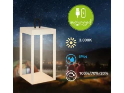 Brilo LED Laterne Luca Touch Dimmbar IP44 Spritzwassergeschützt Beige