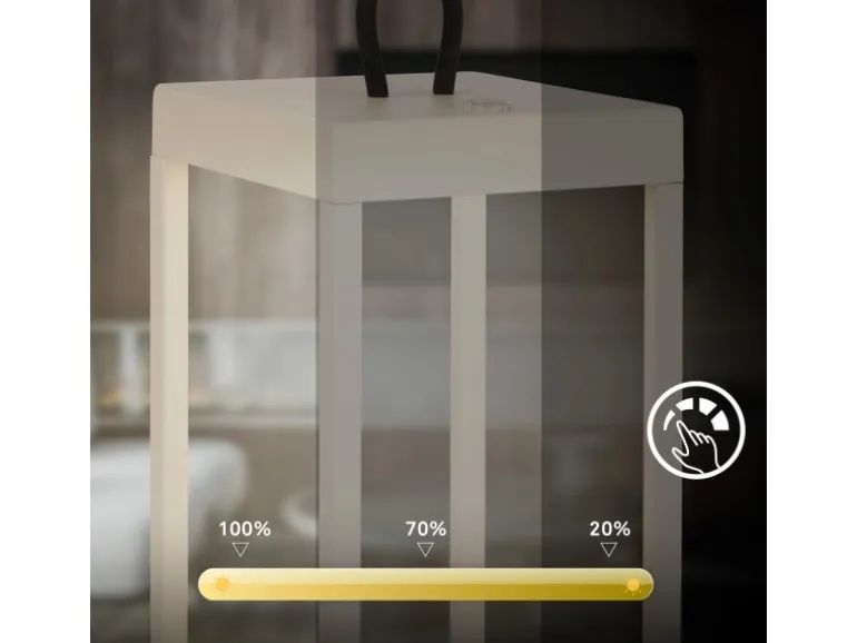 Brilo LED Laterne Luca Touch Dimmbar IP44 Spritzwassergeschützt Beige