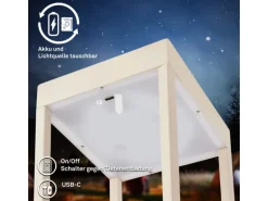 Brilo LED Laterne Luca Touch Dimmbar IP44 Spritzwassergeschützt Beige