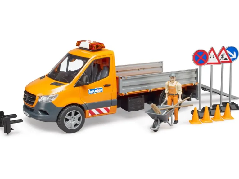 Bruder Spielzeug MB Sprinter Kommunal mit Fahrer, Zubehör, Licht und Sound