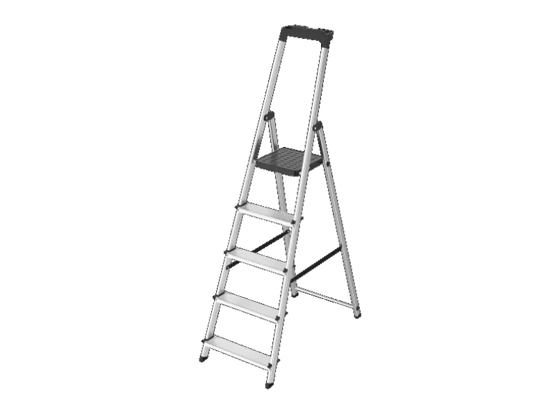 Casa Si Klapptrittleiter Casa Step 5 Stufen 168 cm x 45 cm x 12 cm Silber
