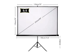 CCLIFE Beamer Leinwand mit Stativ Inklusiv Montagematerial 99 Zoll Projektionsleinwand Rolloleinwand Heimkino Mobile
