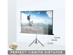 CCLIFE Beamer Leinwand mit Stativ Inklusiv Montagematerial 99 Zoll Projektionsleinwand Rolloleinwand Heimkino Mobile