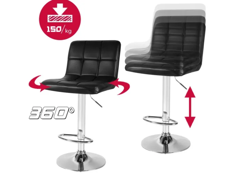 CCLIFE 2er Set Barhocker Hocker Höhenverstellbar 62cm-82cm Schwarz