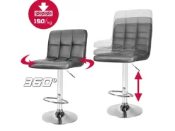 CCLIFE 2er Set Barhocker Hocker Höhenverstellbar 62cm-82cm Grau
