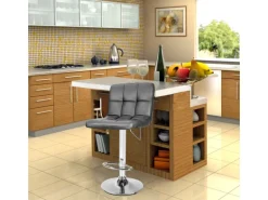 CCLIFE 2er Set Barhocker Hocker Höhenverstellbar 62cm-82cm Grau