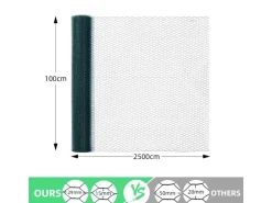 CCLIFE Hühnerzaun Geflügelnetz 25mm Maschenweite 100cm Höhe 25m Länge PVC-Beschichtet Grün