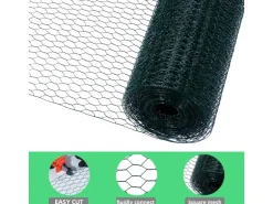CCLIFE Hühnerzaun Geflügelnetz 25mm Maschenweite 100cm Höhe 25m Länge PVC-Beschichtet Grün