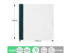 CCLIFE Hühnerzaun Geflügelnetz 45mm Maschenweite 100cm Höhe 15m Länge PVC-Beschichtet Grün