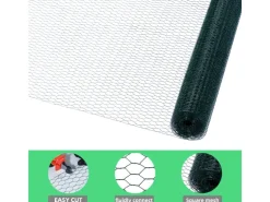 CCLIFE Hühnerzaun Geflügelnetz 45mm Maschenweite 100cm Höhe 15m Länge PVC-Beschichtet Grün