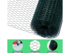 CCLIFE Hühnerzaun Geflügelnetz 45mm Maschenweite 100cm Höhe 25m Länge PVC-Beschichtet Grün