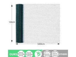 CCLIFE Hühnerzaun Geflügelnetz 45mm Maschenweite 100cm Höhe 50m Länge PVC-Beschichtet Grün