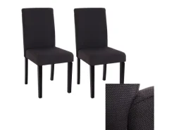 CHEFGASTRO Esszimmerstuhl 2er-Set Klassisch & Zeitlos 90x43x56cm Sitzhöhe 45cm Textil Dunkle Beine Schwarz