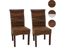 CHEFGASTRO Esszimmerstuhl 2er-Set Korbstuhl Stuhl Bananengeflecht 93x47x43cm Sitzhöhe 47cm Hell Ohne Kissen
