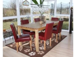 CHEFGASTRO Esszimmerstuhl 4er-Set Klassisch & Zeitlos 90x43x56cm Sitzhöhe 45cm Leder Rot Helle Beine