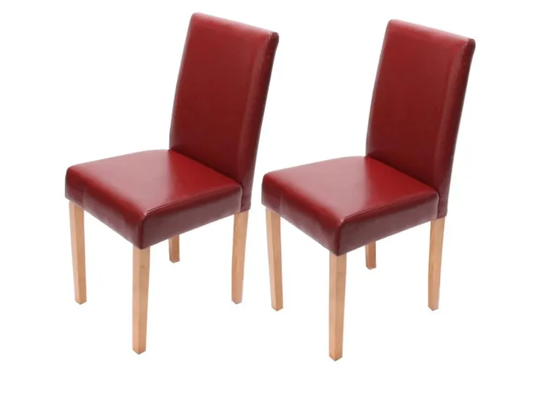 CHEFGASTRO Esszimmerstuhl 4er-Set Klassisch & Zeitlos 90x43x56cm Sitzhöhe 45cm Leder Rot Helle Beine