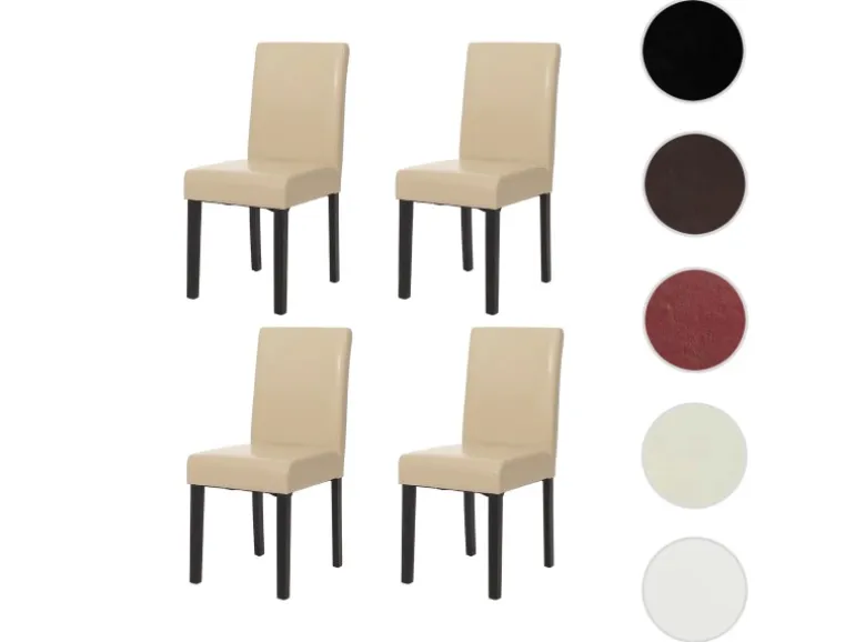 CHEFGASTRO Esszimmerstuhl 4er-Set Klassisch & Zeitlos 90x43x56cm Sitzhöhe 45cm Leder Rot Helle Beine