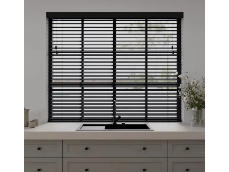 Cocoon Home Concepts Holz Jalousien 80 x 175 50mm Lamellen Schwarz