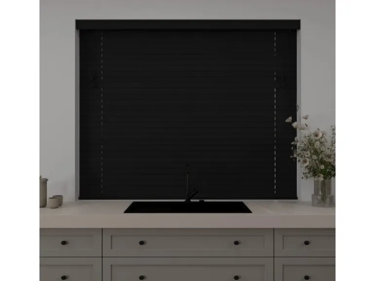 Cocoon Home Concepts Holz Jalousien 220 x 240 50mm Lamellen Schwarz