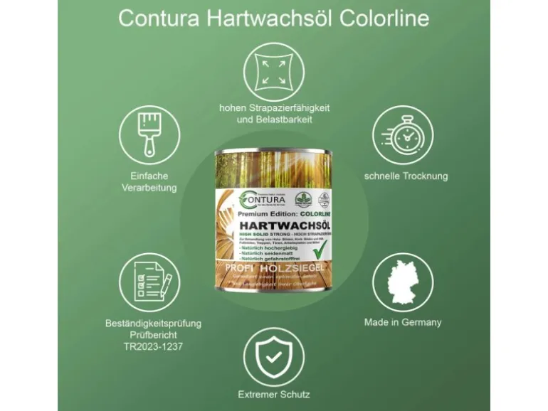 Contura Hartwachsöl Colorline FARBIG Fußbodenöl Parkettöl Möbelöl Holzöl 750ml 10 Frost White
