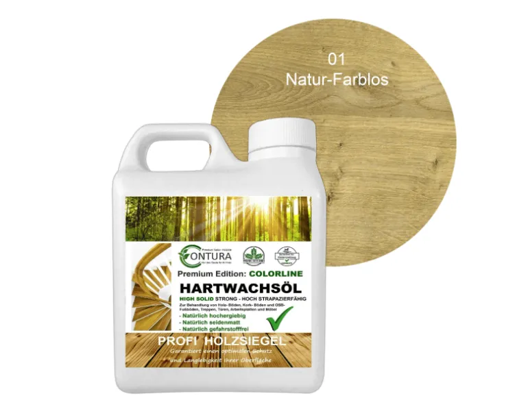 Contura Hartwachsöl Colorline FARBIG Fußbodenöl Parkettöl Möbelöl Holzöl 1 Liter 01 Farblos